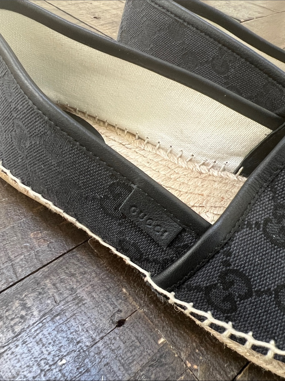 Gucci Black GG Canvas Espadrille Flats - Picture 2 of 5